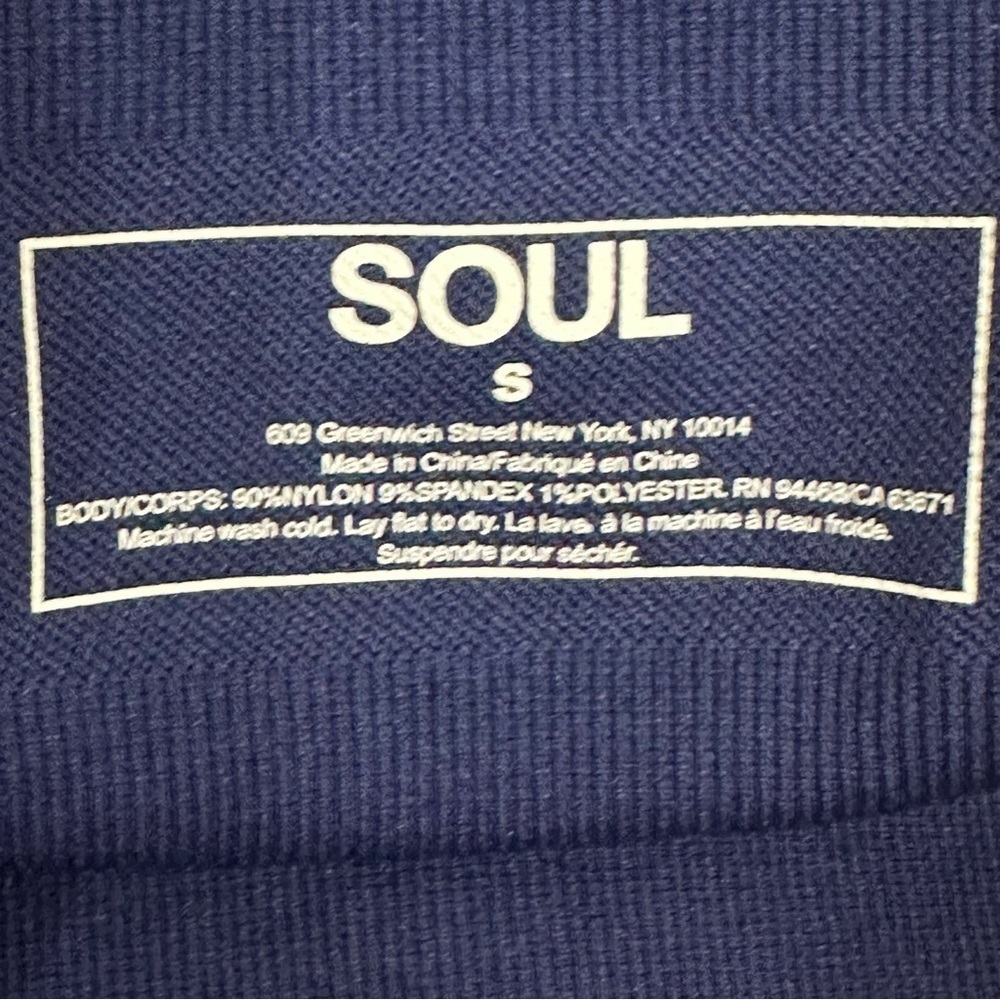 Soul X SoulCycle Seamless Leggings Navy Blue with Green Stripe - Picture 7 of 7